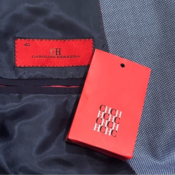 Carolina Herrera Blue Wool Exterior Sport Jacket Blazer Classy Chic Men’s 40 - Picture 10 of 13